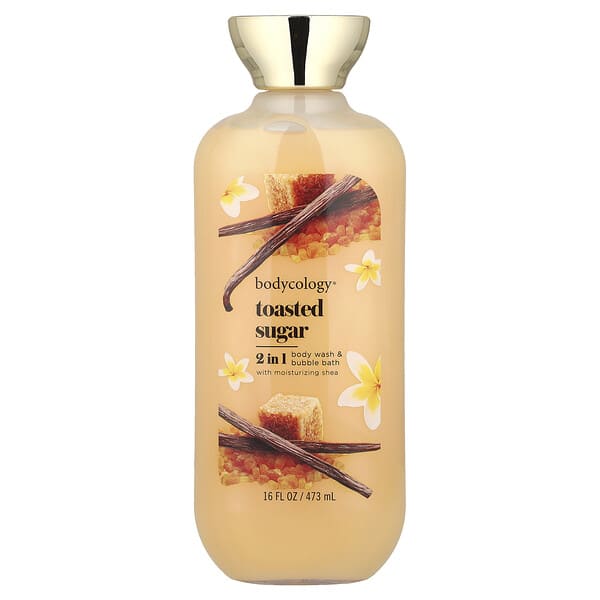 Bodycology, 2 In 1 바디워시 & 버블 배쓰, 토스티드 슈가, 473ml(16fl oz)