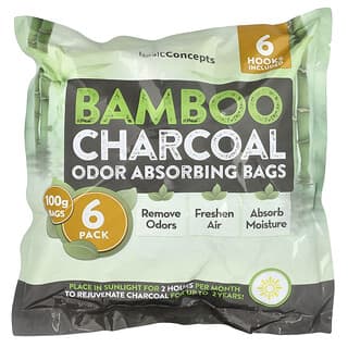 basicConcepts, Carbón de bambú, Bolsas absorbentes de olores, Paquete de 4