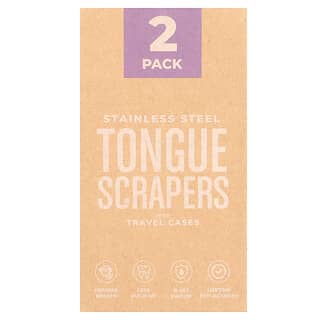basicConcepts, Stainless Steel Tongue Scrapers with Travel Cases, 2 Count