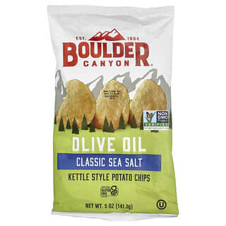 Boulder Canyon, Olive Oil Kettle Style Potato Chips, Kartoffelchips mit Olivenöl, klassisches Meersalz, 141,8 g (5 oz.)