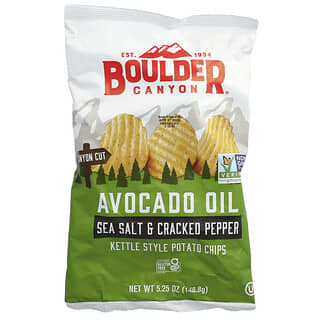 Boulder Canyon, Картофельные чипсы, в масле авокадо, с морской солью и молотым перцем, 148,8 г (5,25 унции)