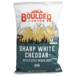 Boulder Canyon‏, رقائق البطاطس على شكل Kettle ، جبن الشيدر الأبيض الحاد ، 6 أونصات (170.1 جم)