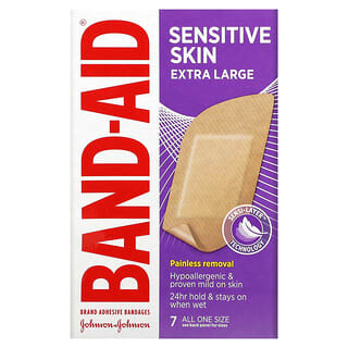 Band Aid, Vendajes adhesivos, Piel sensible, Extragrandes, 7 vendajes