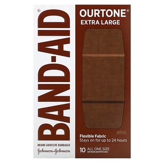 Band Aid, лейкопластыри, Нашитон, гибкая ткань, очень большие, BR55, 10 шт.