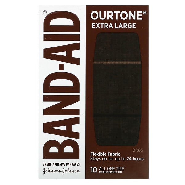 Band Aid, Adhesive Bandages, Ourtone, Flexible Fabric, Extra Large, BR65, 10 Bandages