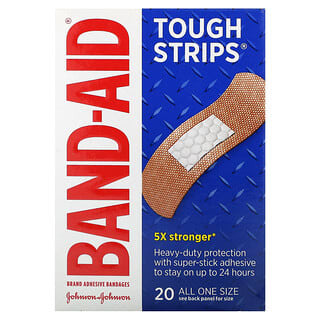 Band Aid, Adhesive Bandages, Tough Strips, 20 Bandages