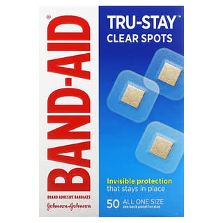 Band Aid, Pansements adhésifs, Tru-Stay, Effacer les taches, 50 pansements