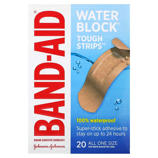 Band Aid‏, תחבושות דביקות, רצועות Water Block Tough בלוק, 20 תחבושות