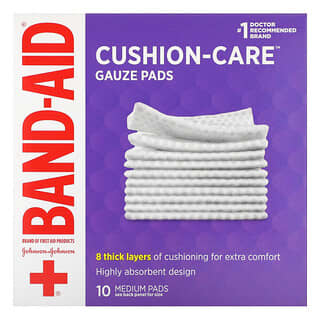 Band Aid, Cushion-Care, марлевые салфетки, Medium, 10 шт.