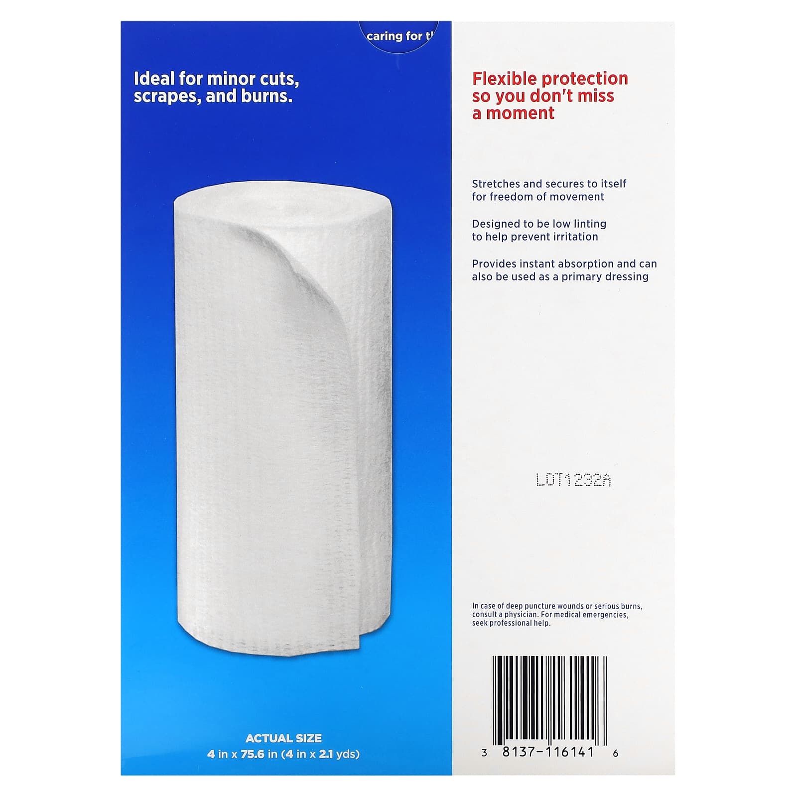 Band Aid, Flexible Rolled Gauze, 5 Sterile Rolls