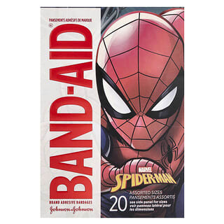 Band Aid, Pansements adhésifs, Assortiment de tailles, Wonder-Man, 20 pansements