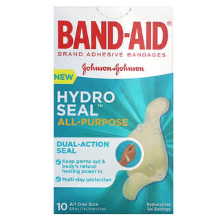 Band Aid, Hydro Seal, лейкопластыри, универсальные, 10 шт.