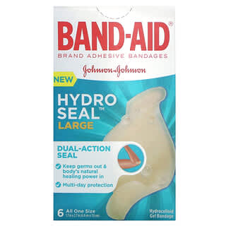 Band Aid, Hydro Seal, лейкопластыри, большой, 6 шт.