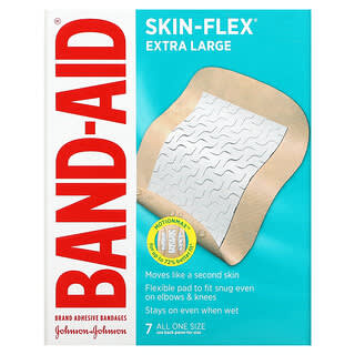 Band Aid, лейкопластыри, эластичные, очень большие, 7 штук