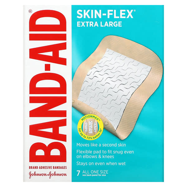 Band Aid, Skin-Flex（スキンフレックス）ばんそうこう、XL、7枚入り