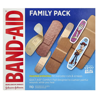 Band Aid, Пластыри, семейный набор, разные размеры, Disney Pixar Toy Story, 110 бинтов