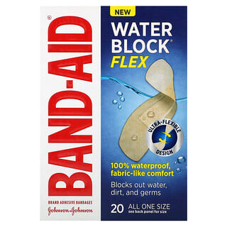Band Aid, лейкопластыри, Water Block Flex, 20 шт.
