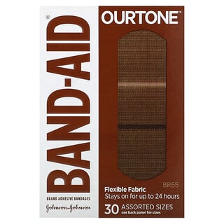 Band Aid, Лейкопластыри, Ourtone, гибкая ткань, разные размеры, BR55, 30 бинтов