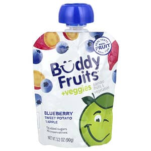 Buddy Fruits, смесь фруктов и овощей, голубика, батат и яблоко, 90 г (3,2 унции)