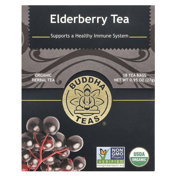 Buddha Teas, 有機草本茶，接骨木果味，18 茶包，0.95 盎司（27 克）