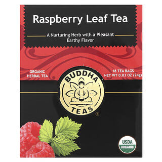 Buddha Teas, Organic Herbal Tea, Raspberry Leaf, Caffeine Free , 18 Tea Bags, 0.83 oz (24 g)