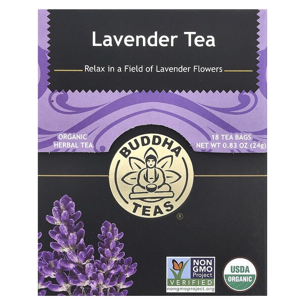 Buddha Teas, Organic Herbal Tea, Lavender, Caffeine Free , 18 Tea Bags, 0.83 oz (24 g)