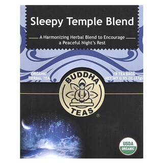 Buddha Teas, Organic Herbal Tea, Sleepy Temple Blend, Caffeine Free, 18 Tea Bags, 0.95 oz (27 g)