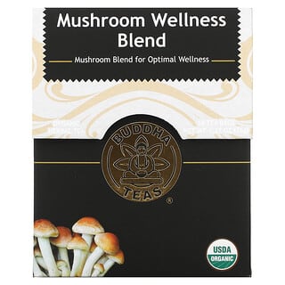 Buddha Teas, Organic Herbal Tea, Mushroom Wellness Blend, Caffeine Free, 18 Tea Bags, 1.14 oz (32 g)