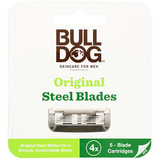 Bulldog Skincare For Men, 原裝鋼制刀片備用刀片，四個 5 刀片盒