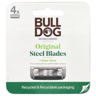Bulldog Skincare For Men, Original Steel Blades, Refill, 4 Cartridges