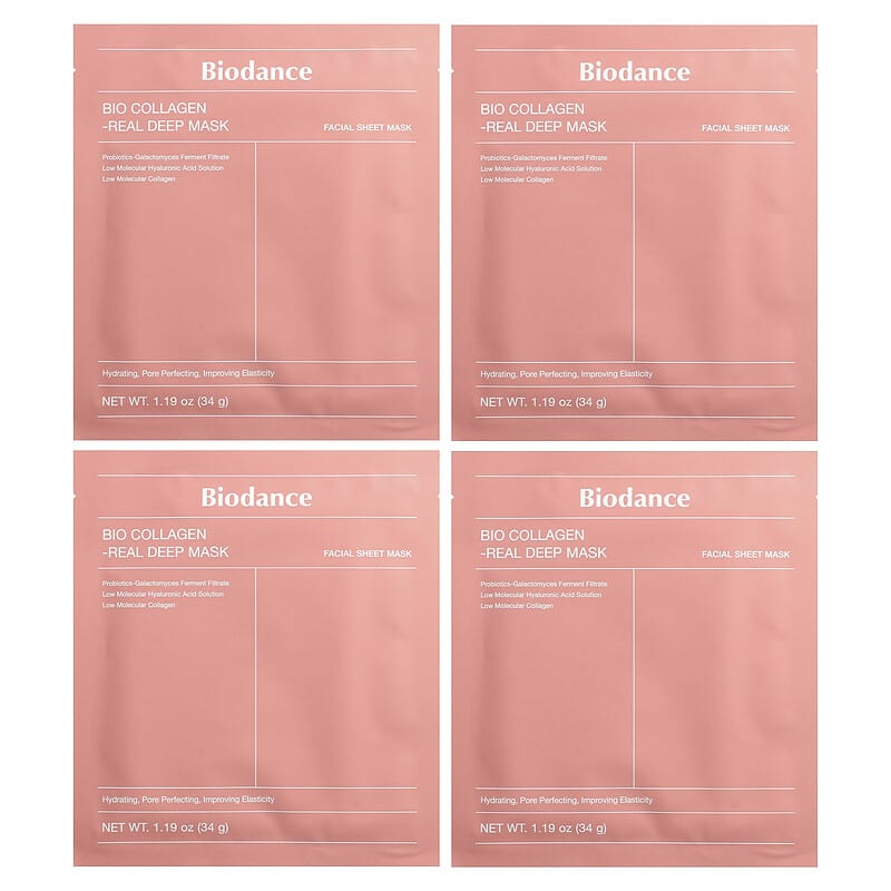 Bio Collagen-Real Deep Beauty Mask, 4 Sheets, 1.19 oz (34 g) Each