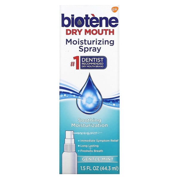 Biotene Dental Products‏, ספריי להוספת לחות לפה יבש, מנטה עדינה, 44.3 מ"ל (1.5 אונקיות נוזל)