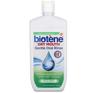 Biotene Dental Products, غسول الفم الجاف اللطيف، النعناع الخفيف، 16 أونصة سائلة (473 مل)