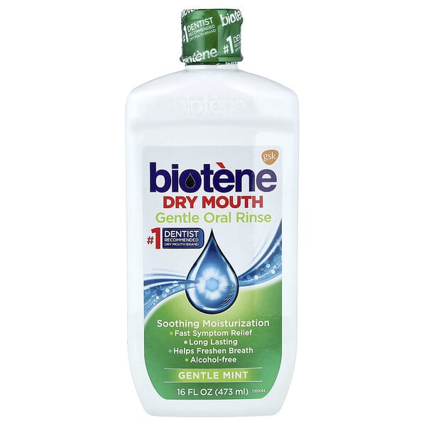Biotene Dental Products, 乾口保濕溫和漱口水，無酒精，溫和薄荷香型，16 液量盎司（473 毫克）