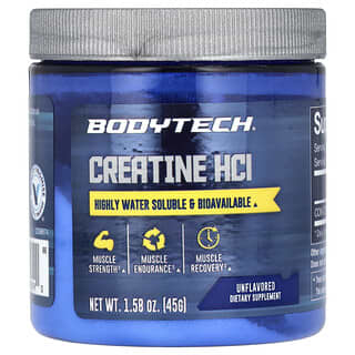 BodyTech, Clorhidrato de creatina, Sin sabor, 45 g (1,58 oz)
