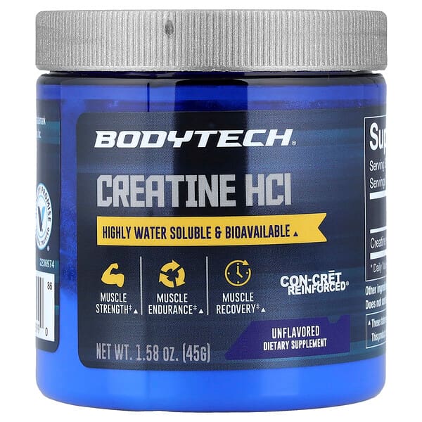 BodyTech, Clorhidrato de creatina, Sin sabor, 45 g (1,58 oz)