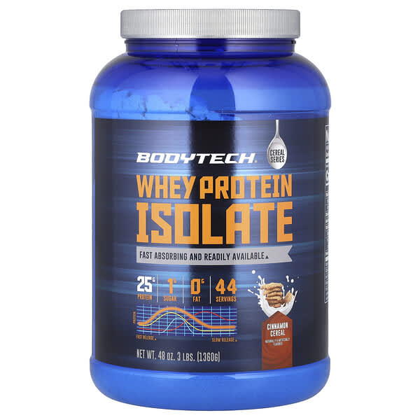 BodyTech, 분리유청단백질, 시나몬 시리얼, 1,360g(3lbs)