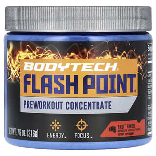 BodyTech, Flash Point, Concentré pré-entraînement, Punch aux fruits, 216 g