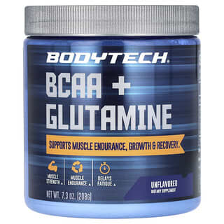 BodyTech, BCAA + Glutamine Powder, Unflavored, BCAA + Glutaminpulver, geschmacksneutral, 208 g (7,3 oz.)
