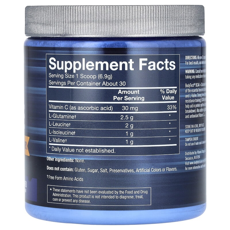 BCAA + Glutamine, Unflavored, 7.3 oz (208 g)