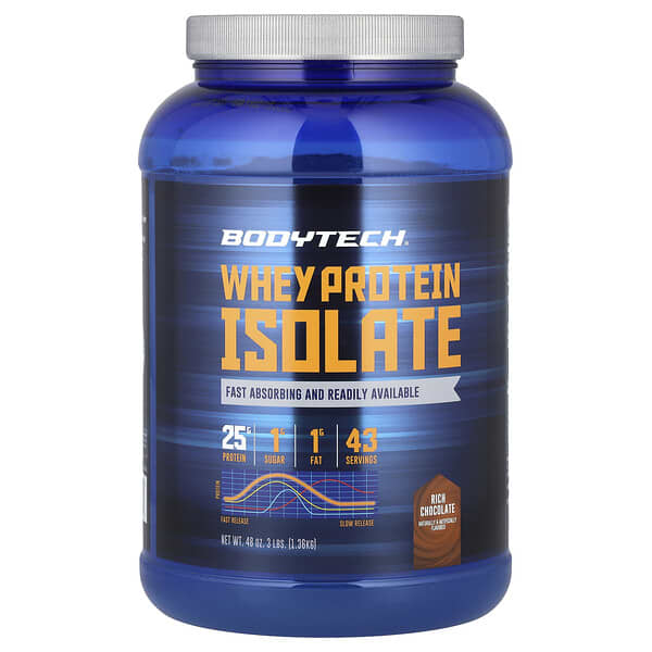 BodyTech, 분리 유청 단백질, 리치 초콜릿, 1.36kg(3lbs)