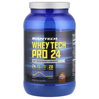 BodyTech, Suero de leche Tech Pro 24, Chocolate intenso, 907 g (2 lb)