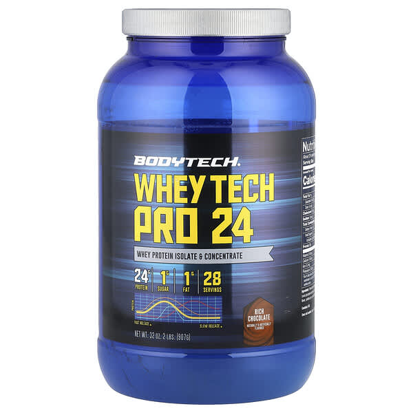 BodyTech, Whey Tech Pro 24, Rich Chocolate, 2 lbs (907 g) — product photo 1