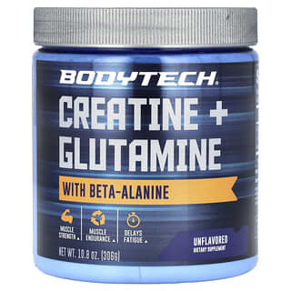 BodyTech, Creatina + Glutamina com Beta-Alanina, Sem Sabor, 306 g (10,8 oz)