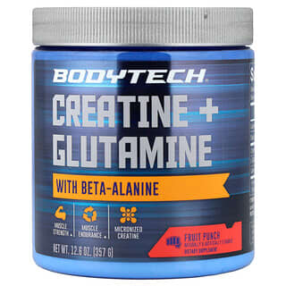 BodyTech, Creatine + Glutamine with Beta-Alanine, Fruit Punch, 12.6 oz (357 g)