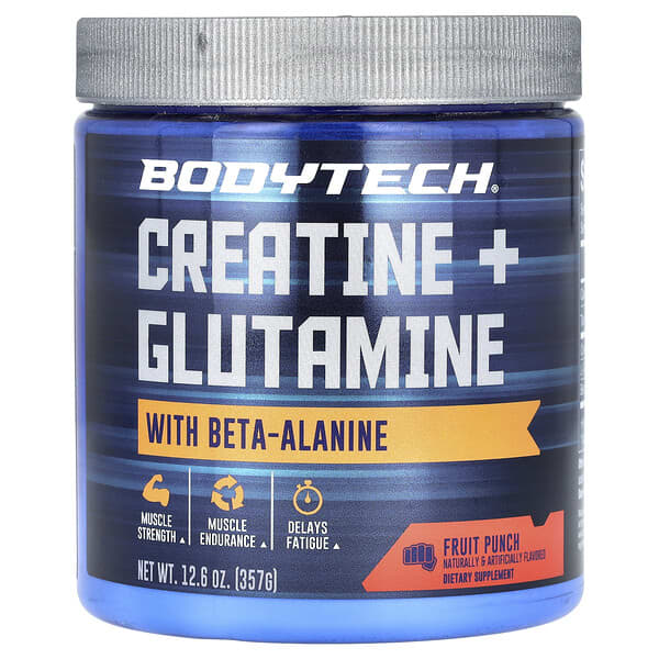 BodyTech, Creatine + Glutamine with Beta-Alanine, Fruit Punch, 12.6 oz (357 g)