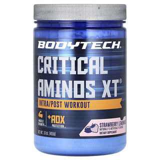 BodyTech, Critical Aminos XT, аминокислоты для приема после тренировки, со вкусом клубничного лимонада, 455 г (16 унций)