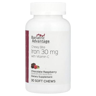 Bariatric Advantage, Chewy Bite Iron with Vitamin C, Chocolate Raspberry, 30 Soft Chews