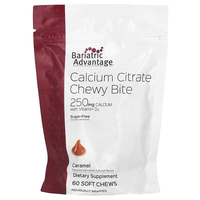 Bariatric Advantage, Chewy Bites Calcium Citrate, Sugar-Free, Caramel Flavor, 60 Soft Chewable Tablets