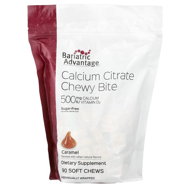 Bariatric Advantage Calcium Citrate Chewy Bite, Sugar-Free, Caramel, 90 Soft Chews